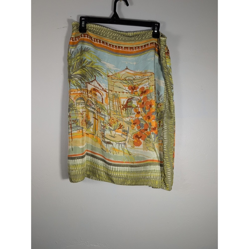 Sigrid Olsen Sorrento Sun, Silk Cityscape‎ Skirt, Size 10